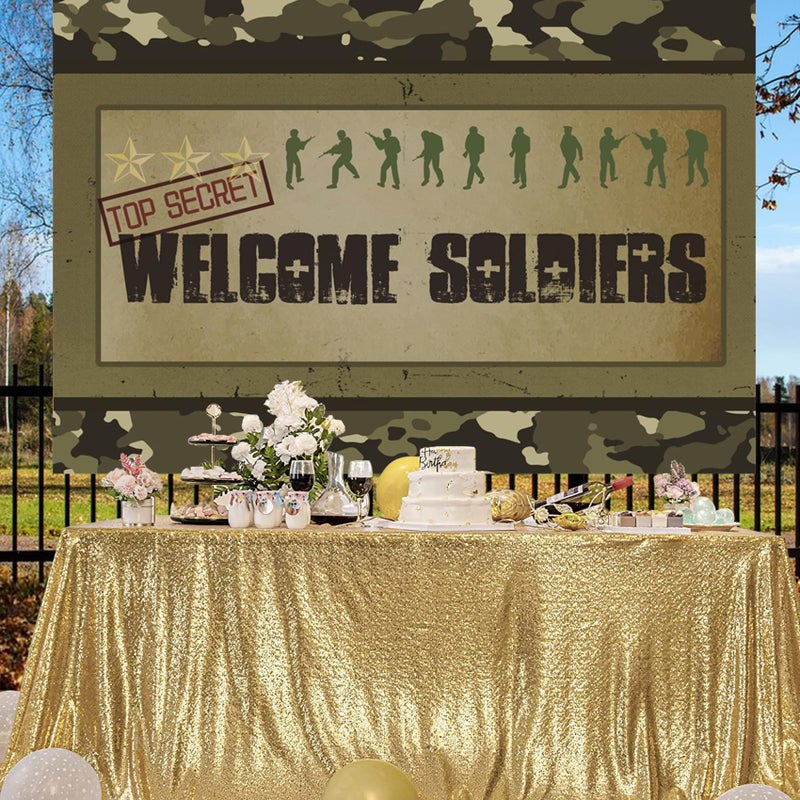 Baocicco Army Soldier Backdrop 7x5ft Welcome Soldiers Photography Background Three Stars Top Secret Camouflage Backdrop Children Birthday Party Decor Background Photo Studio Props - Image 4